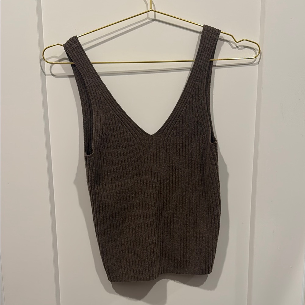 GAP Brown Ribbed Fitted Tank Top